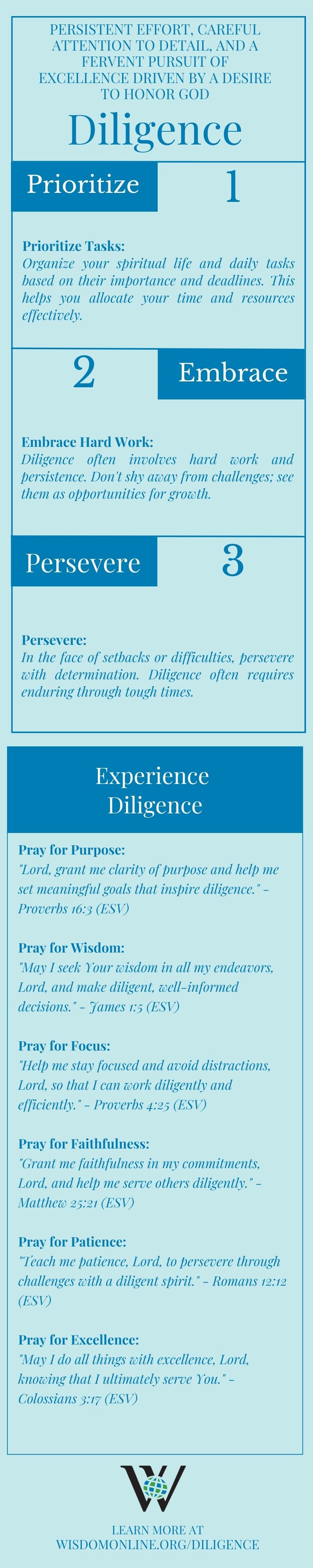 Infographic on the biblical quality of diligence.