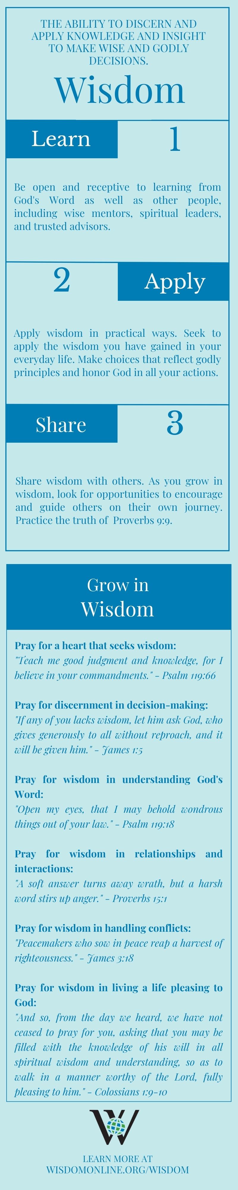 Infographic on the Biblical characteristic of Wisdom